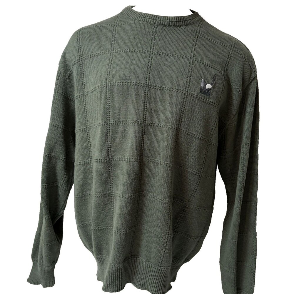 Vintage Fairway Sport Sweater Mens L Golf Embroidery Crewneck Green USA